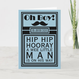Oh Boy Black Mustache Recién nacido Boy Invitación