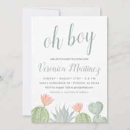 Oh Boy Cactus Invitación Baby Shower, Bebé del Des