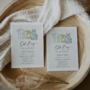 Oh Boy Clothes Invitación de Baby Shower