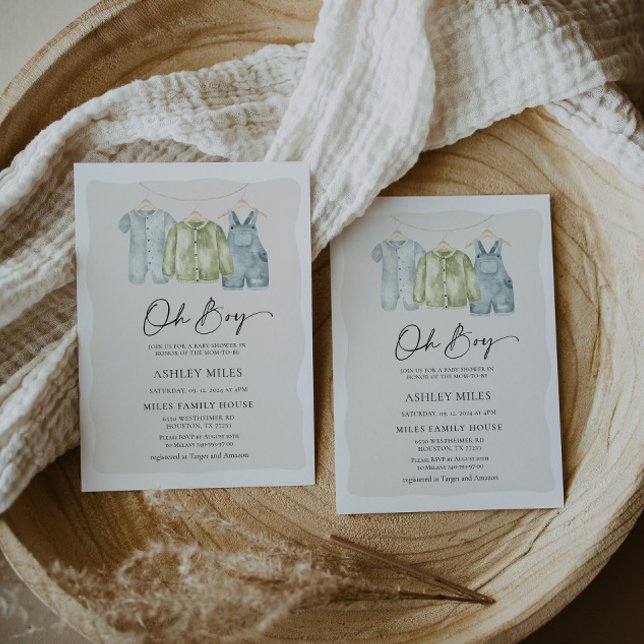 Oh Boy Clothes Invitación de Baby Shower (Subido por el creador)