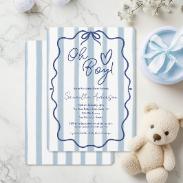 Oh Boy Cute Whimsical Blue Invitación a Baby Showe