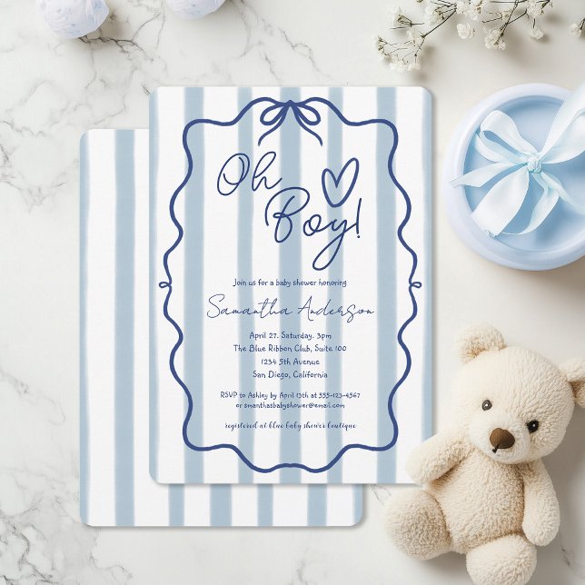Oh Boy Cute Whimsical Blue Invitación a Baby Showe (Subido por el creador)