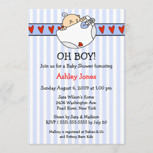 Oh Boy Diaper Baby Boy Invitaciones