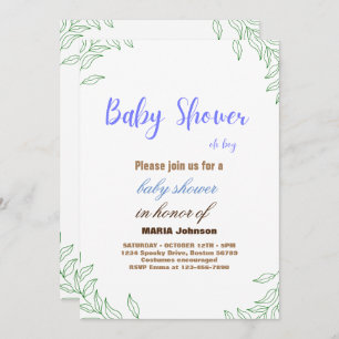 Oh Boy Eucalyptus Invitación Baby Shower
