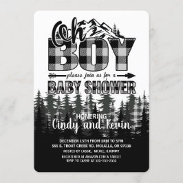 Oh Boy Gray Lumberjack Invitación Baby Shower