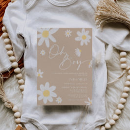 Oh Boy Invitación a Baby Shower Daisy Beige