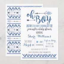 Oh Boy Invitación a Baby Shower tribal