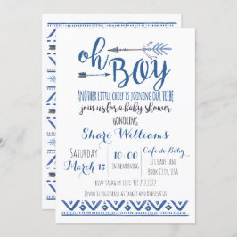 Oh Boy Invitación a Baby Shower tribal