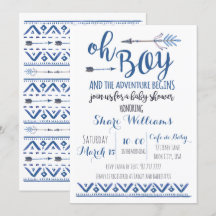 Oh Boy Invitación a Baby Shower tribal - PERSONALI