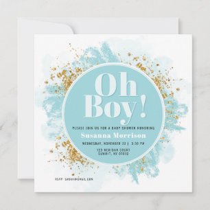 Oh Boy Invitación azul de Baby Shower
