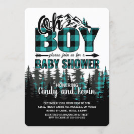 Oh Boy Invitación de Baby Shower Verde azulada