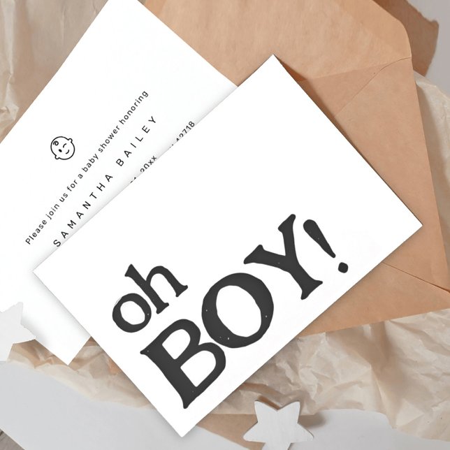 Oh Boy Invitación minimalista de Baby Shower moder (Subido por el creador)