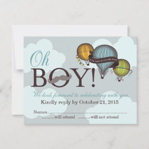 Oh Boy lil man globo aerostático tarjeta RSVP