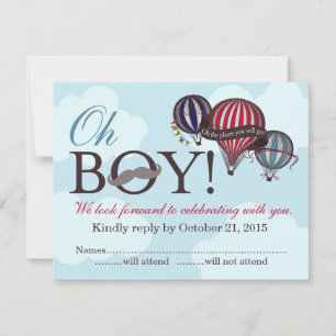 Oh Boy lil man globo aerostático tarjeta RSVP