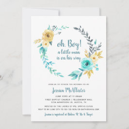 Oh Boy Little Man Baby Shower Invitación gris oscu