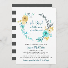 Oh Boy Little Man Baby Shower Invitación gris oscu