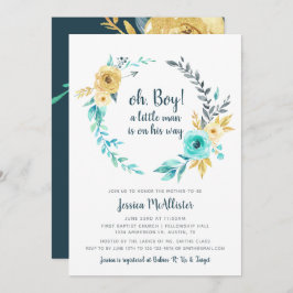 oh Boy Little Man Baby Shower oscura invitación ve