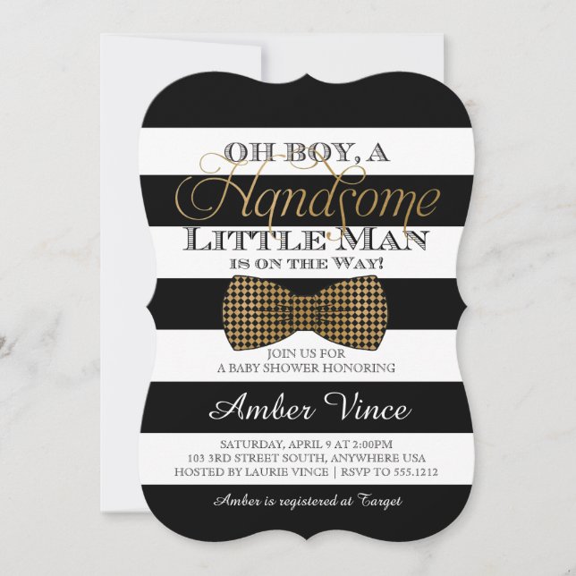 Oh Boy Little Man Invitación Baby Shower (Anverso)