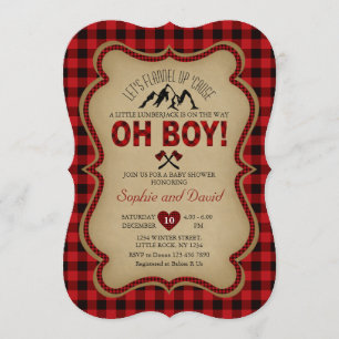 Oh Boy Lumberjack Red Buffalo Invitación de Baby S