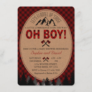 Oh Boy Lumberjack Red Buffalo Invitación de Baby S