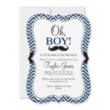 Oh Boy Mustache Invitación Baby Shower / Armada