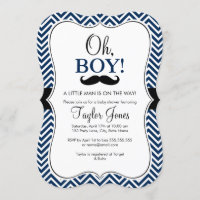 Oh Boy Mustache Invitación Baby Shower / Armada