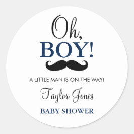Oh Boy Mustache Pegatinas de Baby Shower