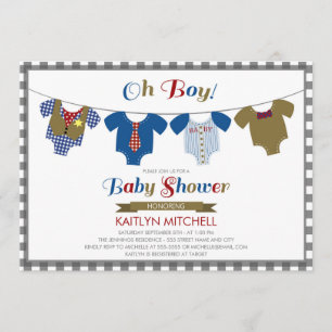 Oh Boy Onsies - Invitación de Baby Shower