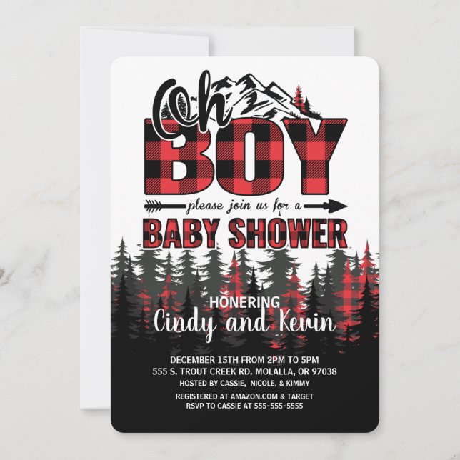 Oh Boy Plaid Lumberjack Invitación Baby Shower (Anverso)