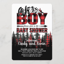 Oh Boy Plaid Lumberjack Invitación Baby Shower