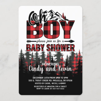 Oh Boy Plaid Lumberjack Invitación Baby Shower