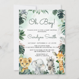 Oh Boy Safari Animals Invitación de Baby Shower