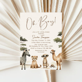 Oh Boy Safari Animals Invitación de Baby Shower