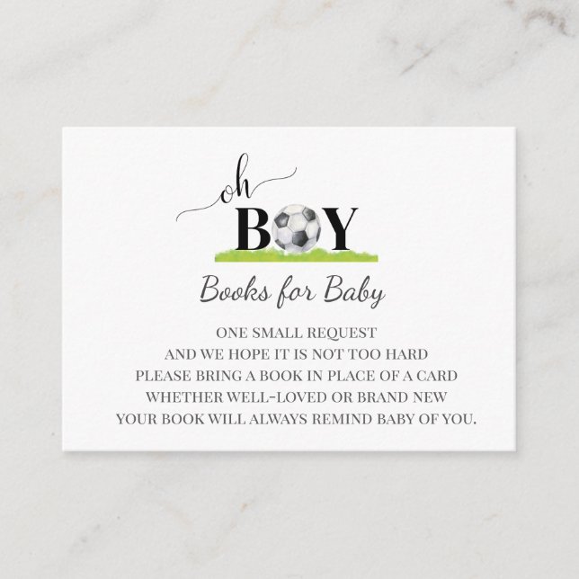 Oh Boy Soccer Boy Tarjeta de Gabinete Baby Shower (Anverso)