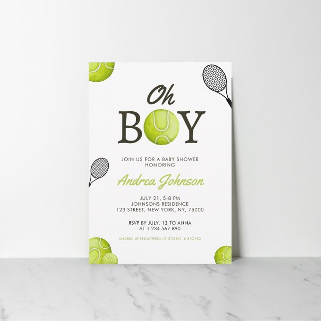 Oh Boy Tennis Invitación a Baby Shower (Subido por el creador)