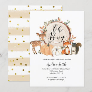 Oh Boy Woodland pumpkin bebé invitación a ducha