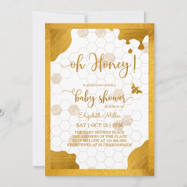 Oh Cariño, Mommy-To-Bee Invitación De Baby Shower (Anverso)