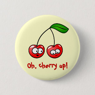 ¡Oh, cereza para arriba! Botón de las cerezas