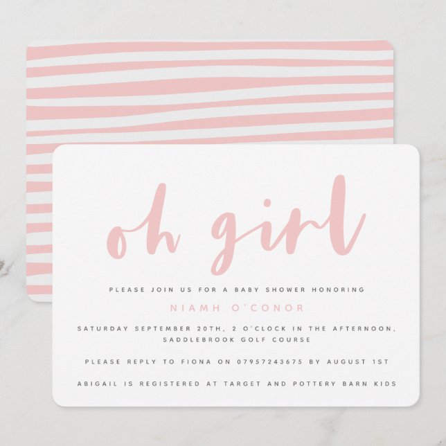 Oh chica, invitación del fiesta de fiesta de (Anverso / Reverso)