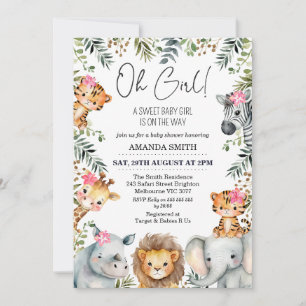 Oh Chica Safari Foliage Invitación a Baby Shower
