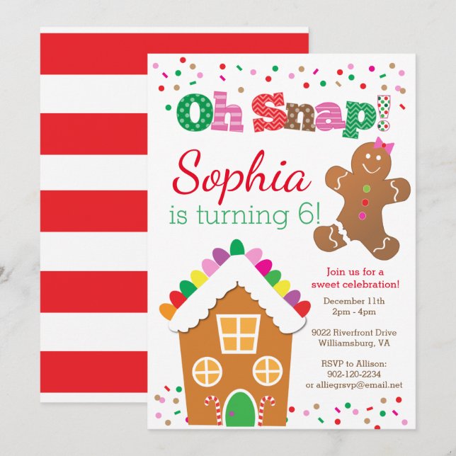 Oh Chica Snap Gingerbread Invitación a la Fiesta d (Anverso / Reverso)