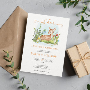 Oh Chica venado Baby Shower Flores Invitación a la