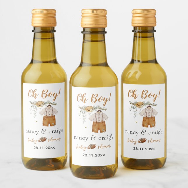 ¡Oh, chico! Boho Football Watercolor Baby Shower M (Botellas)