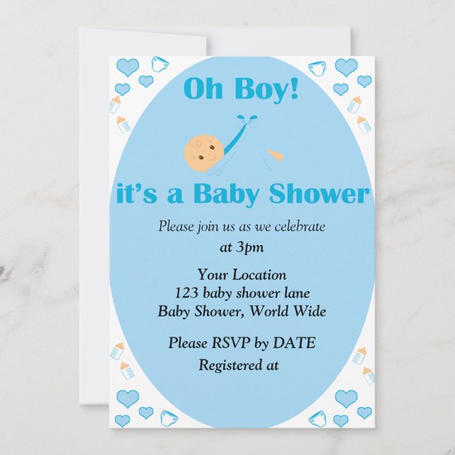 Oh chico, es una invitación de Baby Shower (Anverso)