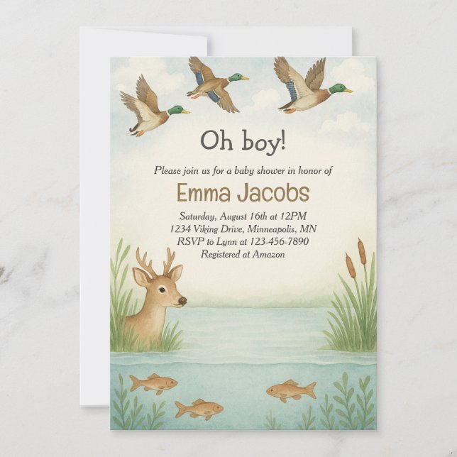 ¡Oh, chico! Invitación a Baby Shower para la vida  (Anverso)