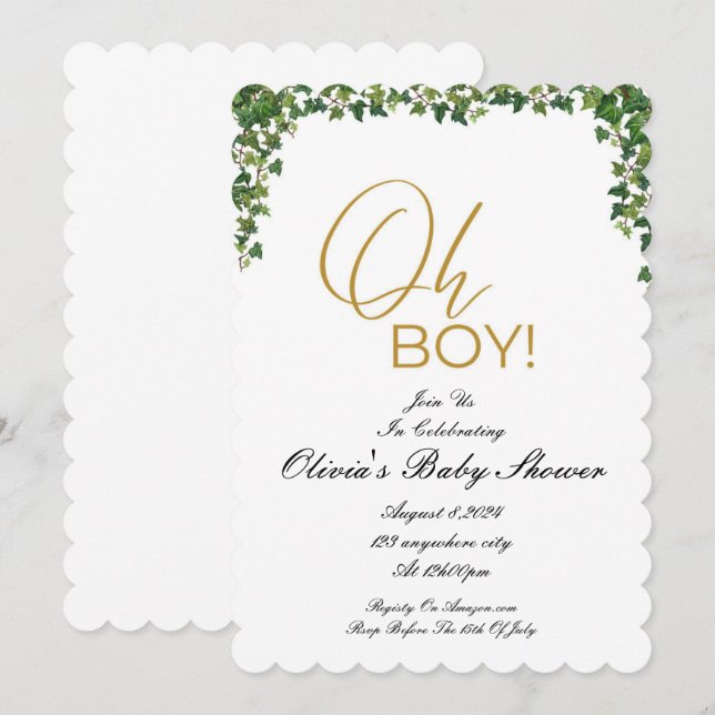 OH CHICO invitación a la ducha de bebé (Anverso / Reverso)