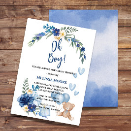 ¡Oh, chico! Invitación acuarela Royal Blue Flower