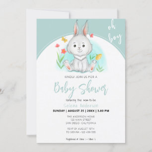 Oh, chico   Invitación Baby Shower a Conejo Conejo