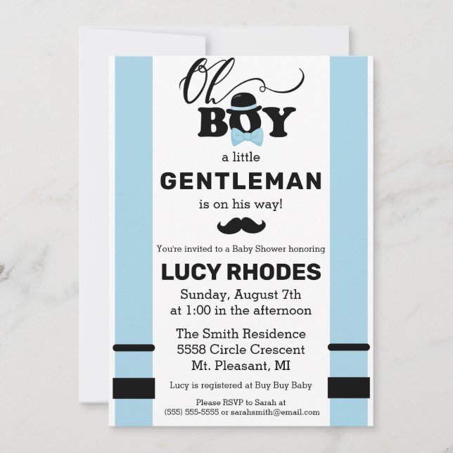 ¡Oh, chico! Invitación de Baby Shower (Anverso)