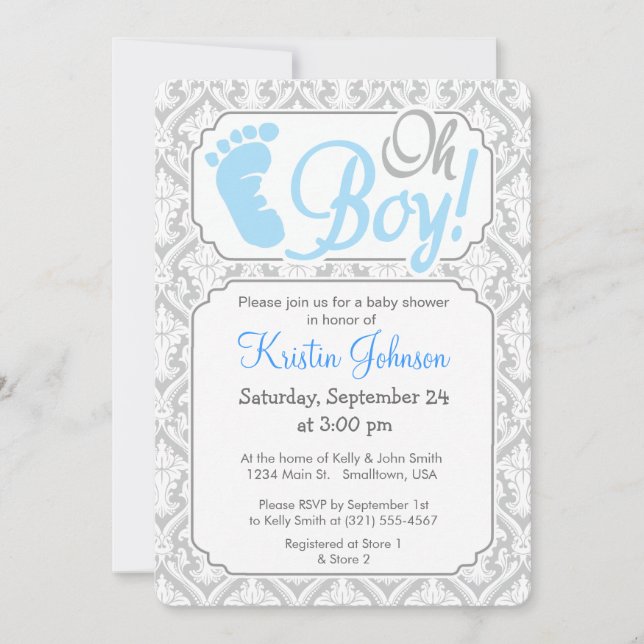 ¡Oh, chico! Invitación de Baby Shower (Anverso)